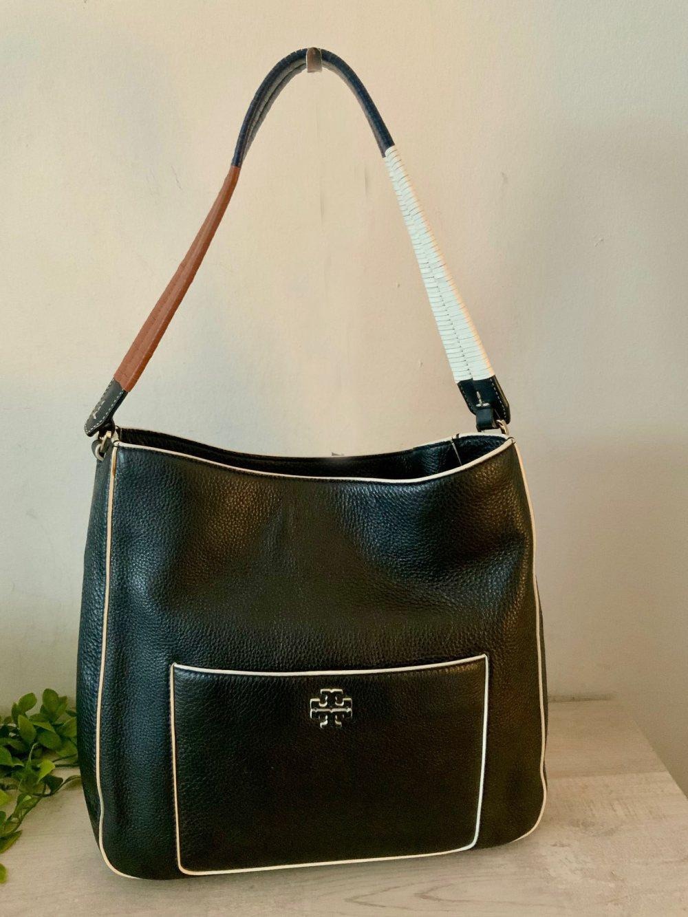 TORY BURCH BERKELEY SHOULDER WI/TRI COLOR LEATHER HANDLE